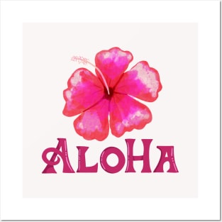 Aloha Hawaiian Tropical Hibiscus Flower Posters and Art